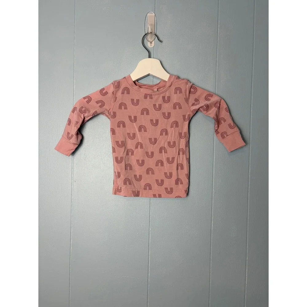 Hanna Andersson Hannasoft Pink Rainbow Tencel Pajama Set Kids Size 2T 85cm